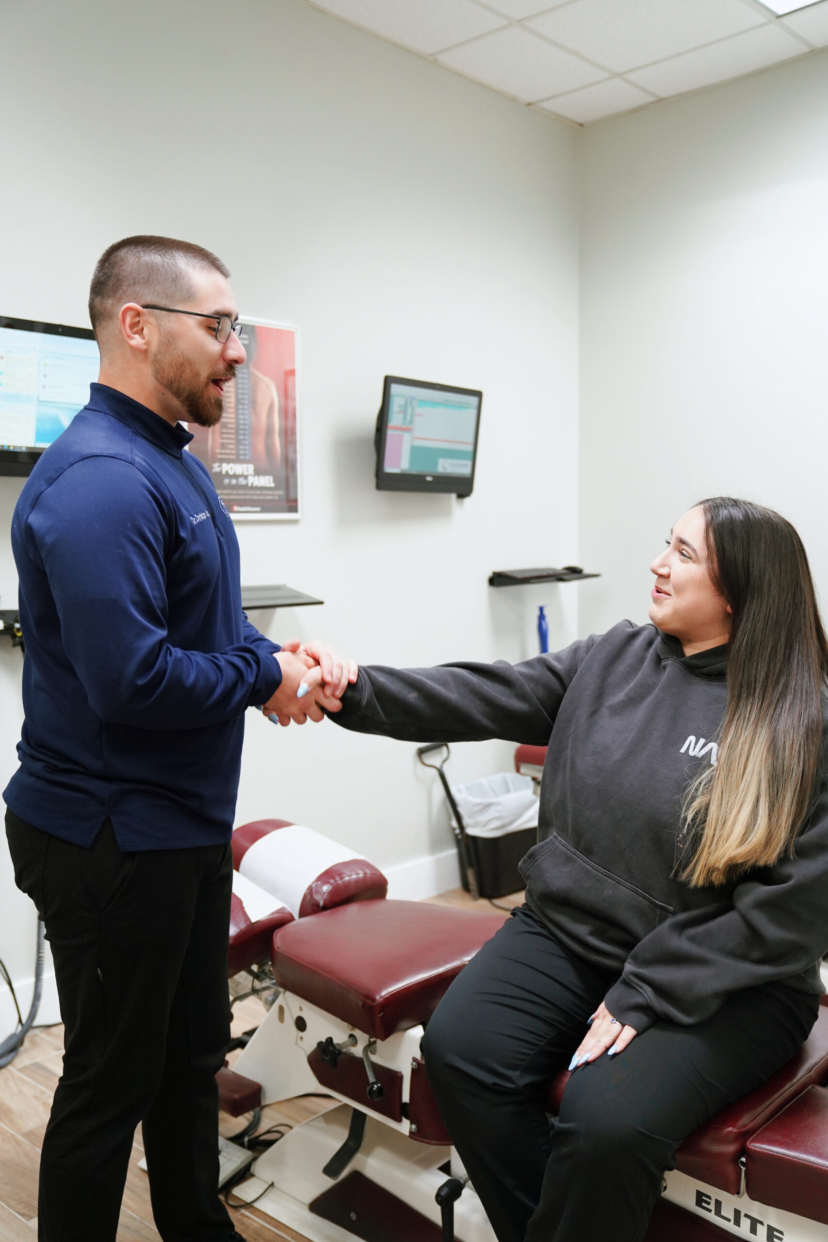 A welcoming patient visit at Healthy Spine Institute